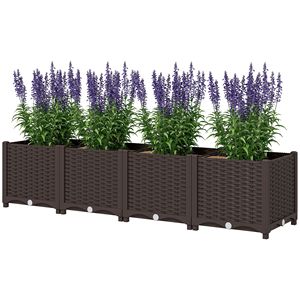 Jardinière surélevée classique en plastique 5 x 1 x 1 pi pour l'extérieur, avec trous de drainage, pour légumes et herbes, design classique marron - Product Image 1