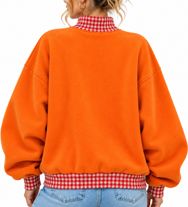 <b>Women's</b> Custom <b>Christmas</b> Mock Neck <b>Sweatshirt</b> Oversized Cotton Fleece Polka Dots Letter Patch Embroidery Wholesale Pullover - Product Image 4