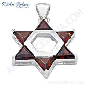 Pendentif en argent 925 Art Palace avec pierre grenat en forme d'étoile, pierres précieuses en vrac - Product Image 2