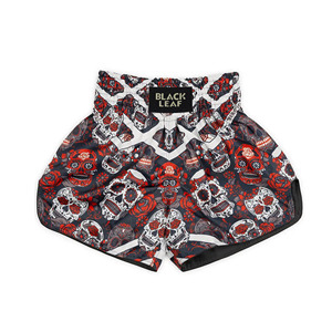 Shorts de Muay Thai taille haute pour femmes, motif tête de mort, respirants, tricotés, style gothique - Product Image 3