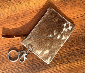 Recién llegado, monedero y tarjetero de piel de vaca hecha a mano auténtica, tarjetero bonito y monedero con llavero - Product Image 2