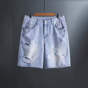 Nueva Tendencia 2026: Shorts de Mezclilla Casuales para Hombre, 100% Algodón de Alta Calidad, Cintura Elástica con Cordón Ajustable, Ecológicos y Transpirables - Product Image 1