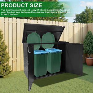 Abri de jardin en bois verrouillable pour le rangement des poubelles, de la tondeuse à gazon et des outils - Product Image 3