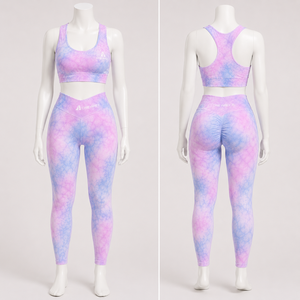 Tie Dye Women Yoga Set Scrunch Butt Gym Leggings Racerback Sports Bra Fitness Workout Activewear Set - Product Image 3