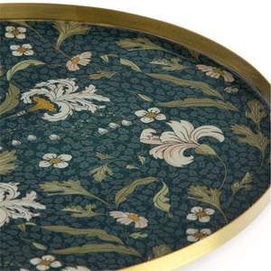 Plateau en métal émaillé de luxe style moghol |   Assiette de service décorative à motifs floraux |   Plateau décoratif artisanal fait main pour la maison, plateau en gros - Product Image 2