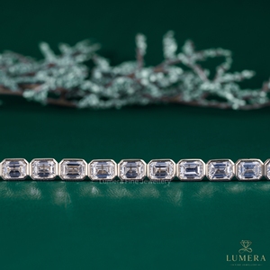 9K 10K 14K 18K <b>Solid</b> <b>Gold</b> Lumera Fine Jewellery Emerald Cut Bezel Set HPHT CVD Lab Grown Diamond Tennis Bracelet for Women - Product Image 2