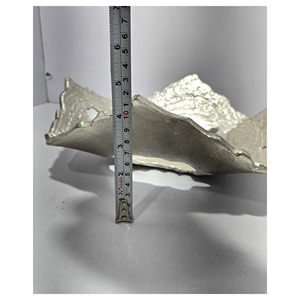 Centro de Mesa Rectangular Decorativo de Aluminio Fundido Hecho a Mano para Bodas y Diwali, con Borde Orgánico y Acabado Plateado Moderno - Product Image 5