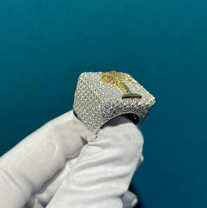 Anillo de Compromiso Personalizado de Plata de Ley 925 con Diseño de Palmera Hielada, Estilo Hip Hop, para Hombre, de Rapper Men Champion, Diseño Moderno y Personalizable, para Cumpleaños - Product Image 4