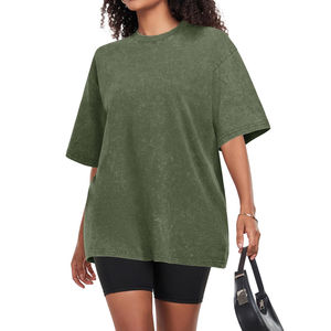 Camiseta de Alta Calidad en Oferta, Estilo Desgastado, Corte Holgado, Manga Corta, Cuello Redondo, 240gsm, Lavado Ácido, para Hombre y Mujer - Product Image 1