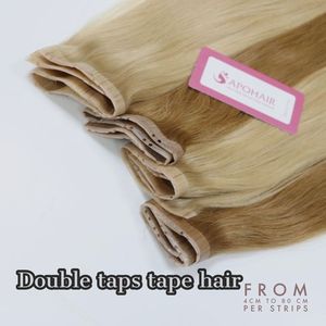 Venta al por mayor de extensiones de cabello Remy de color marrón claro cinta de doble toque en recto crudo blanqueado de alta calidad de cabello humano - Product Image 6