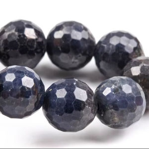 Pulsera de Cuentas de Zafiro Azul de 8-9 mm, Piedras Preciosas Redondas Microfacetadas Naturales Genuinas de Grado - Product Image 5