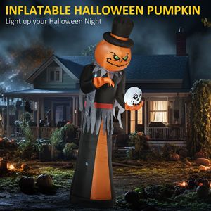 Decorazione Gonfiabile di Halloween da 3,6 Metri: Zucca con Scheletro e Luci LED per Feste in Giardino - Product Image 4