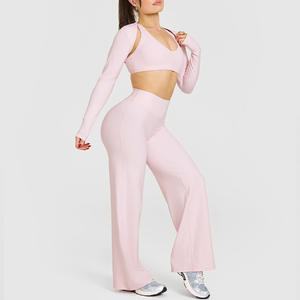 Ropa Deportiva para Mujer, Camiseta de Yoga sin Costuras de Color Sólido, Manga Larga, Top Corto para Entrenamiento, Secado Rápido, Transpirable, Conjuntos de Yoga - Product Image 6