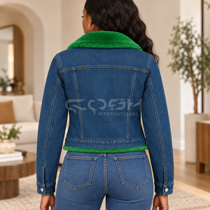 Cosh International Sisterhood Sorority <b>Sherpa</b> <b>Lined</b> Fleece Button up Multi Pockets Cotton Heavyweight Winter Denim <b>Jacket</b> - Product Image 4