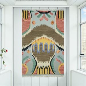 Alfombra Persa Abstracta de Lana Hecha a Mano, Tejido Plano, Ecológica |   Alfombra Antigua de Estilo Vintage - Product Image 2