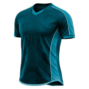 Camiseta de Fútbol Sublimada con Cuello en V para Hombre, Manga Corta, Absorbe la Humedad, 100% Poliéster, Cierre con Hebilla en T, Corte Regular - Product Image 1