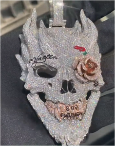 Collar Personalizado de Plata de Ley 925 con Colgante de Calavera Estilo Hip Hop para Hombre, con Diamantes, Regalo Original - Product Image 3