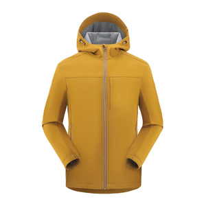 <b>Men's</b> Hooded Fleece <b>Jacket</b> Windproof Zipper Closure Solid Color Casual Autumn Wear Polyester Material Regular Fit - Product Image 1