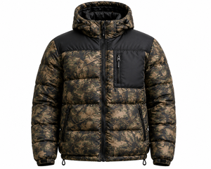 Custom <b>Men's</b> Camo Puffer <b>Jacket</b> Hooded Quilted Winter Outdoor <b>Jacket</b> Black Panel Full Zip Insulated <b>Warm</b> Coat Wholesale Apparel - Product Image 6