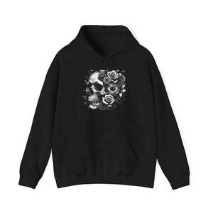 Sudadera con Capucha Bordada con Calavera Floral Gótica, Unisex, 100% Algodón, Sudadera Extra Grande de Felpa, Regalo Ecológico para Él/Ella - Product Image 1