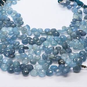 Cuentas facetadas en forma de corazón de aguamarina musgosa, cuentas briolette de aguamarina musgosa natural con corte lateral en forma de corazón, tira de 8 pulgadas para la fabricación de joyería. - Product Image 4
