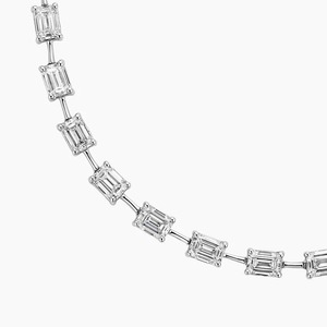 Collar de tenis de oro blanco de 18 quilates con diamantes de corte esmeralda cultivados en laboratorio |   Cadena de Regalo con Diamantes Roy de Lujo para Mujer |   Elegante y Contemporáneo - Product Image 4