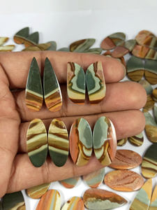 Natural Polychrome Jasper Pair Loose Gemstone Cabochon Quartz Loose Designer <b>Healing</b> Jasper <b>Crystals</b> For Pendant Making Supply - Product Image 6