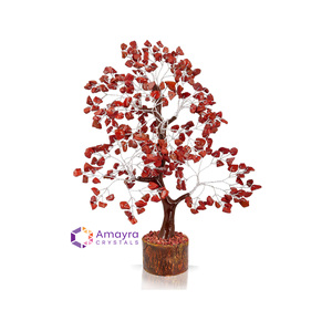 Pierre précieuse Jaspe Rouge 300 perles Base en bois Fait main Thème mascotte Décoration d'arbre Pot de fleurs Pierres naturelles Vente en gros AMAYRA CRYSTALS - Product Image 4