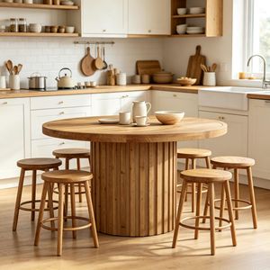 Tavolo da Pranzo in Legno Massello Rettangolare con Piano in Pietra Sinterizzata Effetto Marmo, Arredamento per Sala da Pranzo, Assemblato - Product Image 4