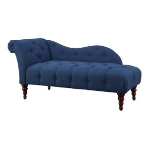 1 pezzo moderno blu tradizionale tappezzeria Chaise Lounge con bottone trapuntato dettaglio rifinitura Espresso gambe Comfort soggiorno mobili - Product Image 1