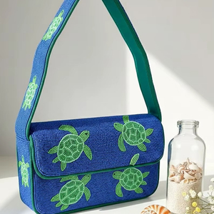 กระเป๋าถือลำลองประดับลูกปัดแก้วหลากสี ได้รับการรับรองจาก MS Handicraft ผลิตด้วยมือในอินเดีย ลูกปัดแบบกำหนดเอง รูปทรงตามสั่ง - Product Image 1