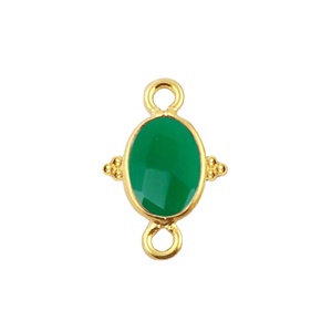 ตัวเชื่อมต่อจี้รูปไข่ออนิกซ์สีเขียวธรรมชาติ – ตัวเชื่อมต่อเงินแท้ 925 แบบสองห่วง ขนาด 10x8 มม. - Product Image 1