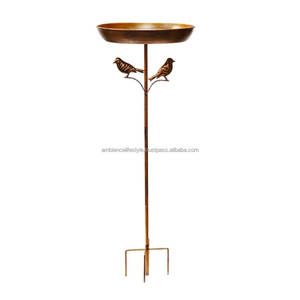 Bain d'oiseaux en métal style vintage, finition antique, élégant centre de jardin pour la décoration de patio et de pelouse, avec base robuste - Product Image 5