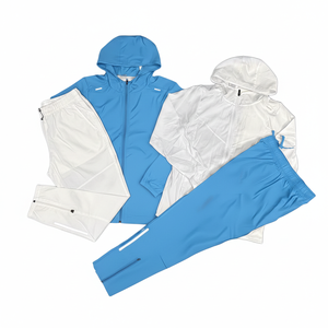 Ensemble de survêtement en nylon patchwork pour homme, léger, à capuche, taille élastique, style streetwear, personnalisable OEM, vêtements de sport - Product Image 3