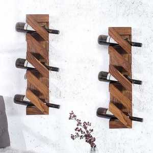 Étagère à vin murale en bois moderne marron pour présentation - Product Image 1