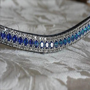 Banda para cejas de caballo de cuero precio al por mayor personalizada en todos los tamaños y colores 5 filas de cristales negros y transparentes banda para cejas ostentosa - Product Image 6