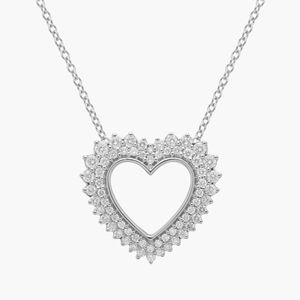 Diamond Heart Burst <b>Necklace</b> in White Gold - Product Image 1