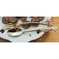 Luxe gouden bestekset vintage bloemmotief handvat roestvrijstalen bestekset koninklijke dessertlepel vork bruiloft cadeau bestekset