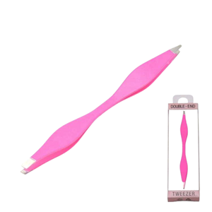 Pince à épiler à double extrémité à pointe fine, manche en plastique rose confortable, style moderne, pince à épiler double face - Product Image 1