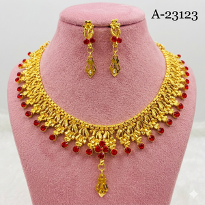 Último modelo de MOLL JEWELLERS, conjunto de collar y aretes florales de aleación de zinc de 0.3m, chapado en oro de 24K, con circonita, certificado por terceros, estilo indio moderno. - Product Image 2