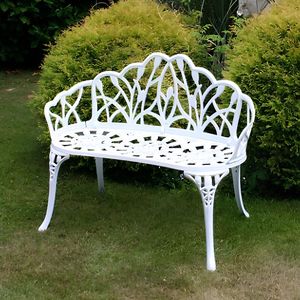 Modern Cast Aluminum Patio <b>Bench</b> 2 Seater Great Quality Weatherproof Anti Rust Outdoor Garden Seating <b>Metal</b> Frame India - Product Image 3