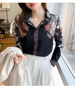 Chemisiers en Chiffon à Imprimé Floral pour Femmes, Blouses de Bureau Décontractées à Manches Longues Printemps-Automne 2026, Hauts Blusas Mujer - Product Image 1