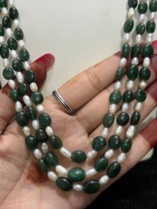 Women's Double Strand Freshwater Natural Pearl Set Trendy Beaded Style Everyday Wear Party White Oval Pearls Gift - Product Image 2