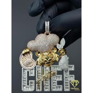 <b>Iced</b> Out Chef Pendant Hip Hop Necklace Custom Bling <b>Chain</b> Luxury Statement Jewelry Gift - Product Image 5