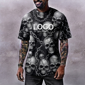 <b>Men's</b> <b>Skull</b> Pattern Short Sleeve T-<b>Shirt</b> Sublimation Print Street Style O-Neck Regular Fit 100% Polyester <b>shirts</b> - Product Image 1