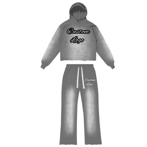Chándal Deportivo Oversize Baggy con Estampado Puff y Lavado Ácido, Diseño Personalizado 2025 para Hombre, Estilo Jogger Acampanado - Product Image 4