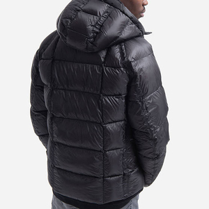 Men's Navy Blue Hooded Down Bubble <b>Jacket</b> Windproof Casual Winter Coat Regular Fit Zipper Closure Solid Color Thick Outerwear - Product Image 6