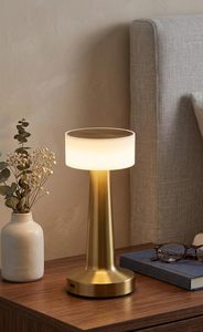 Portable Rechargeable LED Table Lamp 2000mAh Battery <b>USB</b> <b>C</b> Charging Metal Gold Finish for Bedroom Living Room Home Decor - Product Image 2