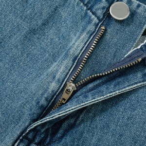 Shorts en jean décontractés pour hommes, coupe ample, collection été, haute qualité, méthode de tissage tricotée, coupe droite, délavage moyen, effet usé - Product Image 3