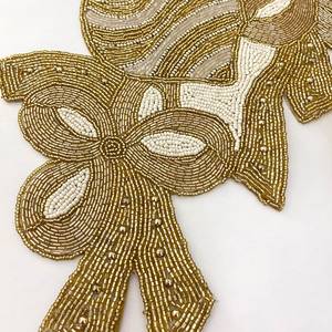 Handmade Glam Fabric <b>Table</b> <b>Runner</b> Irregular Shape <b>Gold</b> Embroidered Floral Design Mats Pads - Product Image 2